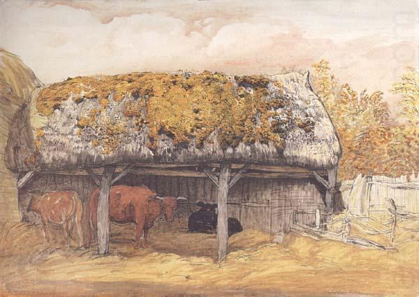 Samuel Palmer A Cow-Lodge with a Mossy Roof china oil painting image